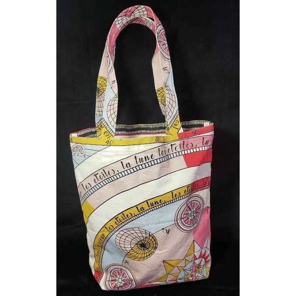 Tory Burch Bag Printed Canvas Tote EUC Summer Pool Picnic Beach All Over Print - Picture 2 of 12